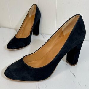 J. Crew | Black Suede Etta Block Heel Pumps 9